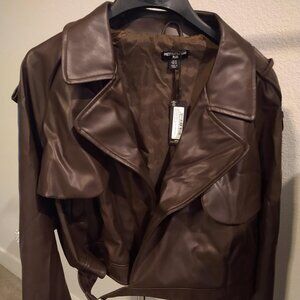 Faux Leather Crop Jacket
